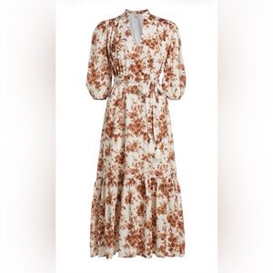 Like New Mille Ada Floral Notched-Neck Belted Dress